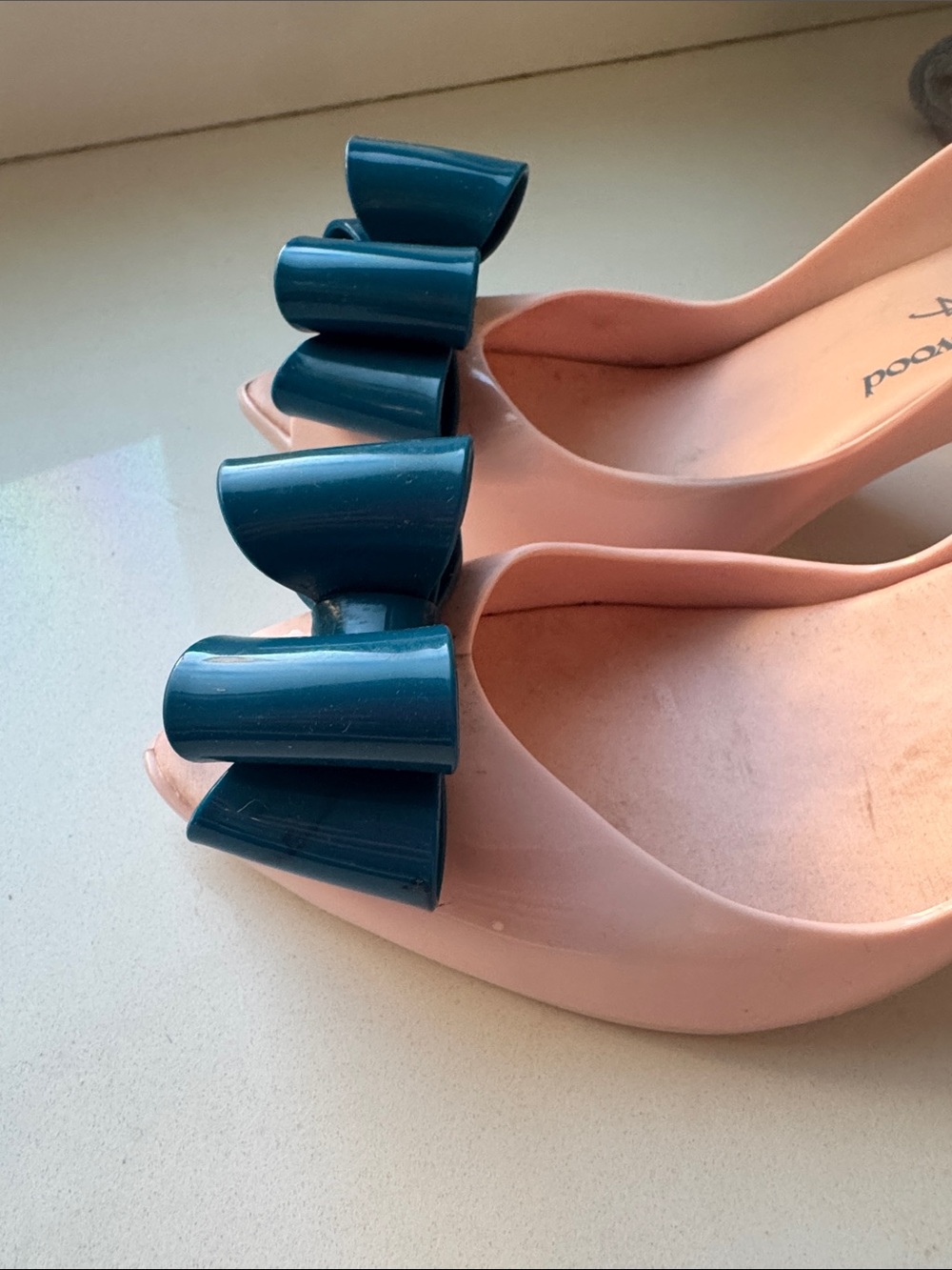 Vivienne Westwood anglomania Pink Slingback Heels with Teal Bow classic see pic - Picture 6 of 9